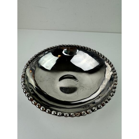 VINTAGE MCM Michael Aram 6.25 Inch Stainless Bowl Molten Beaded Signed RARE - Picture 2 of 8